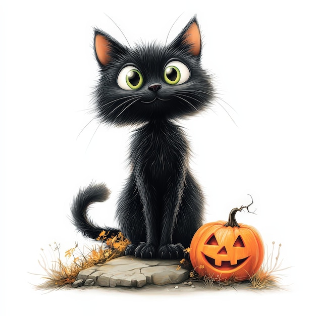 Black Cat with JackoLantern for Halloween