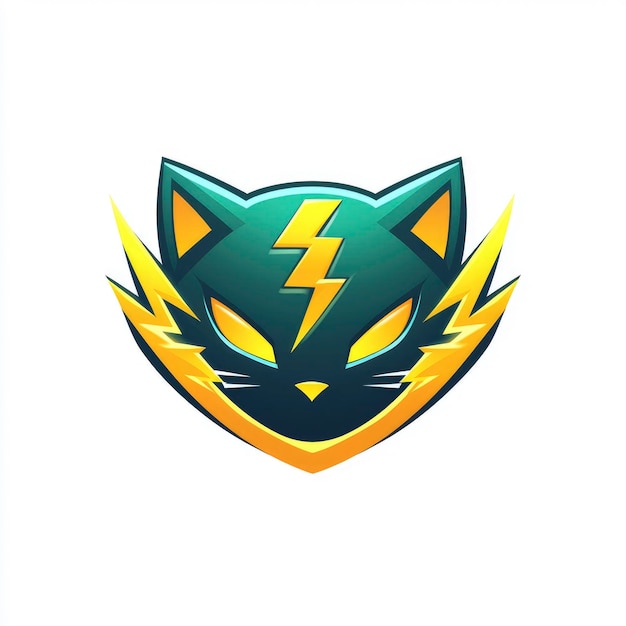 Photo black cat with lightning bolt mascot logo