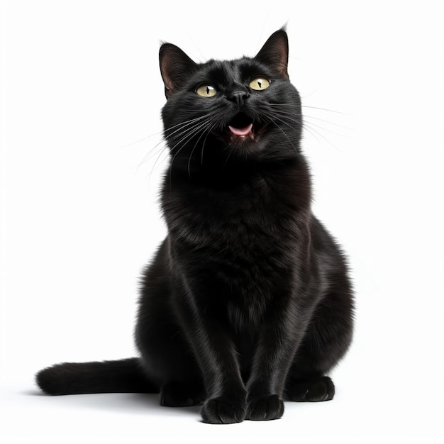 A black cat with a white background and the words " cat " on the bottom.