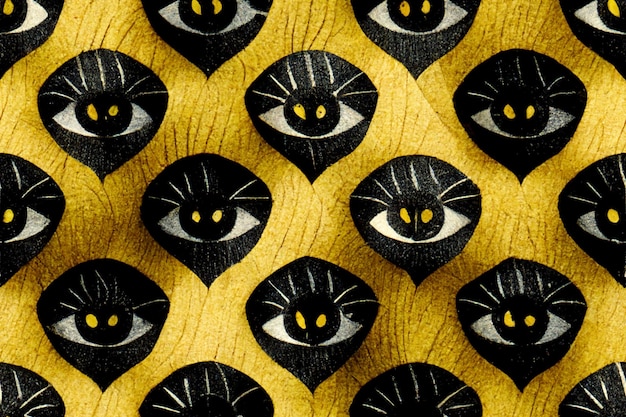 A black cat and a yellow background with a black cat and a black cat.