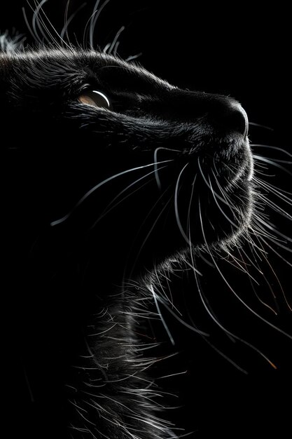 Photo a black cat39s face is shown in the dark