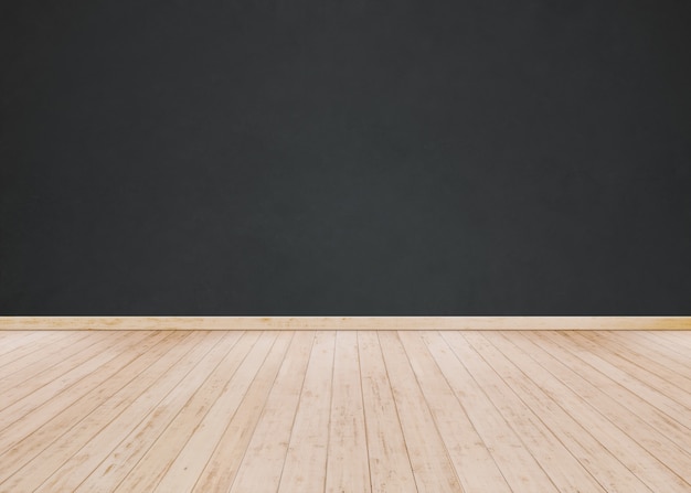 Black cement wall with Wooden floor 