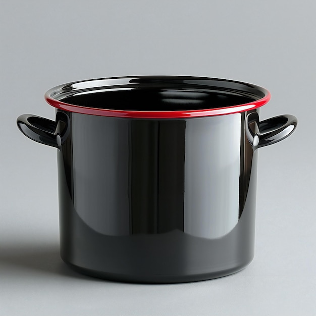 Black ceramic saucepan on a gray background rendering