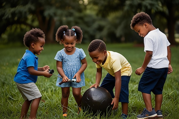 Photo black children playing