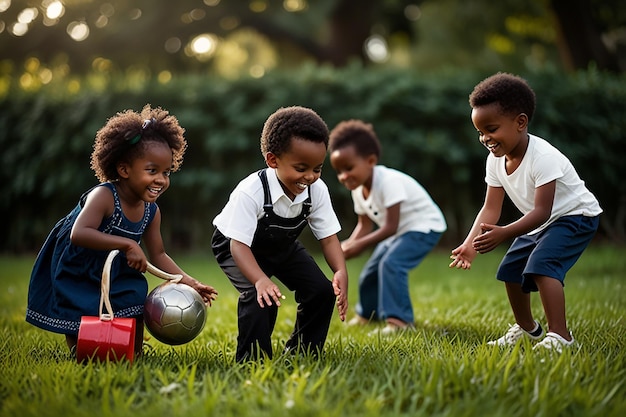 Photo black children playing