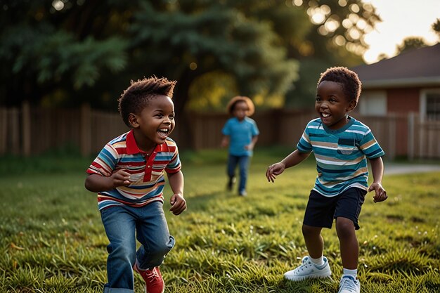 Photo black children playing