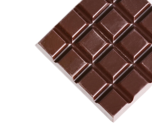 Black chocolate bar isolated on white