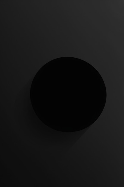 Photo a black circle is on a grey background with a white background