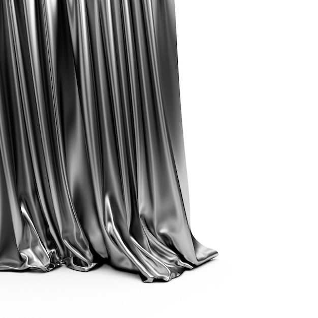 Black Cloth Fabric or Curtain isolated in 3D rendering