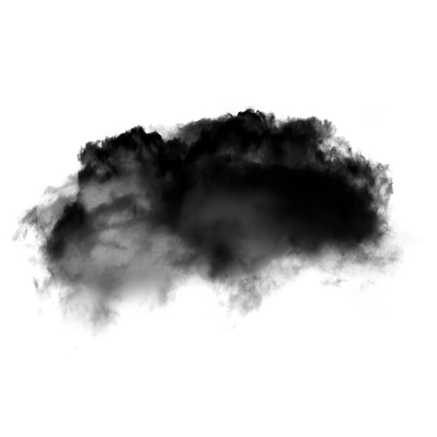 Black cloud or smoke isolated over white background