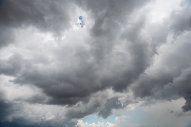 Black cloud and thunderstorm before rainy, Dramatic  black clouds and dark sky