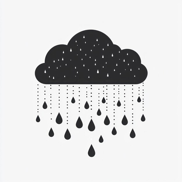 Photo black cloud with raindrops illustration isolated on white background generative ai