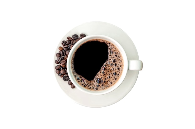 Black coffee in a coffee cup isolated on white background. with clipping path.