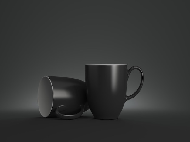 Black Coffee cup. Mug for mockup on black background