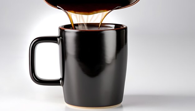 Photo a black coffee cup with a handle that says  coffee