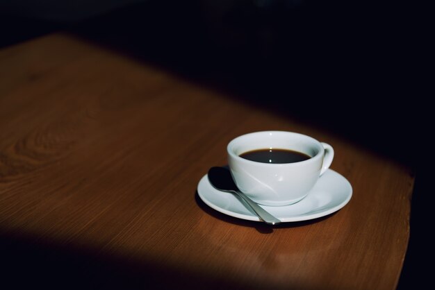 Black coffee and morning light