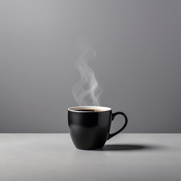 Photo a black coffee mug mockup on grey background