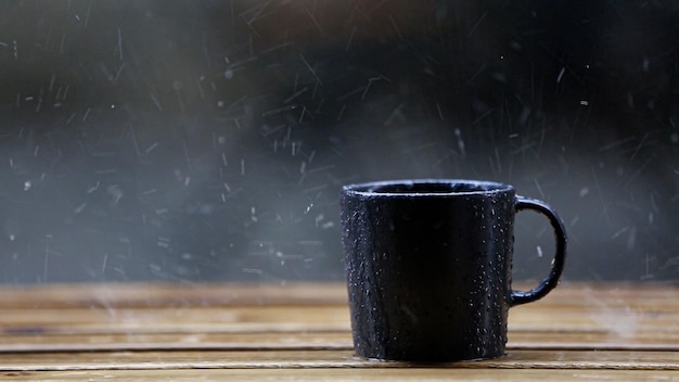 Black coffee mug