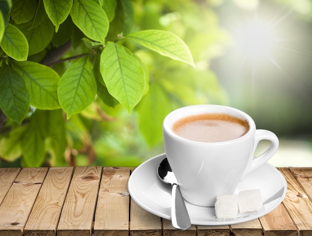 Black coffee in white cup isolated on  background