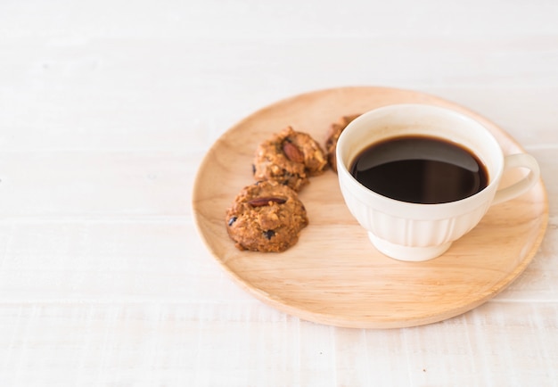 black coffee with cookies 