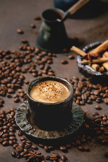 Black coffee with spices