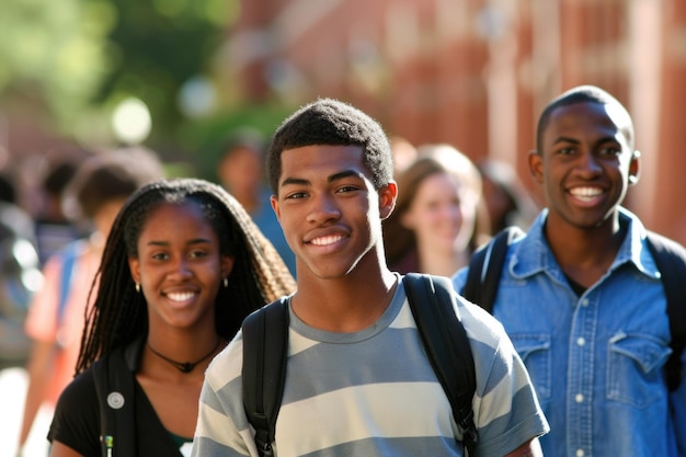 Black College Students Group of Students Walking Together on Campus