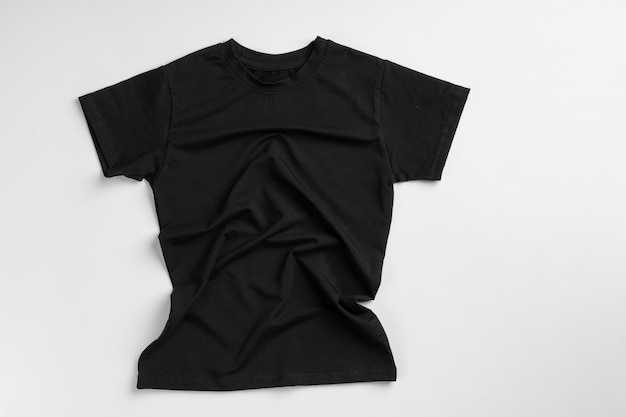 Black color plain t-shirt with copy space close up