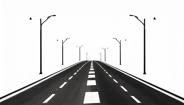 black color road or highway with dividing markings on white