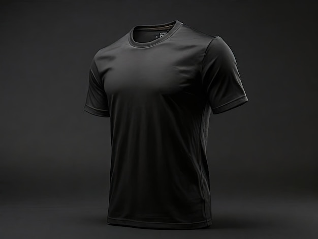 black color slim fit tshirt on blur black generative ai