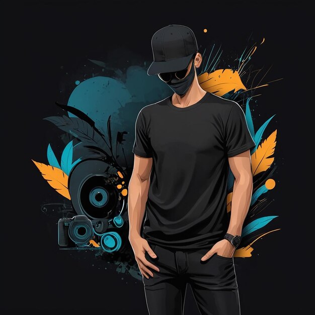 Photo black color tshirt for mockup