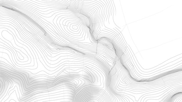 Photo black contour lines forming an abstract topographic map design on a white background