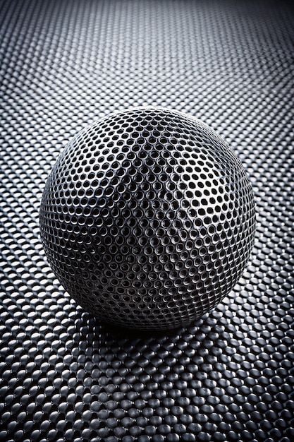 Photo black corrugated metal mesh speaker membrane cover spherical 3d shape background or backdrop texture