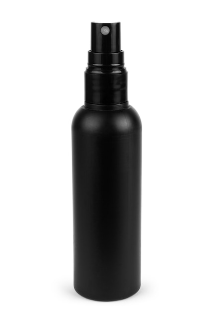 Black cosmetic bottles isolated on white