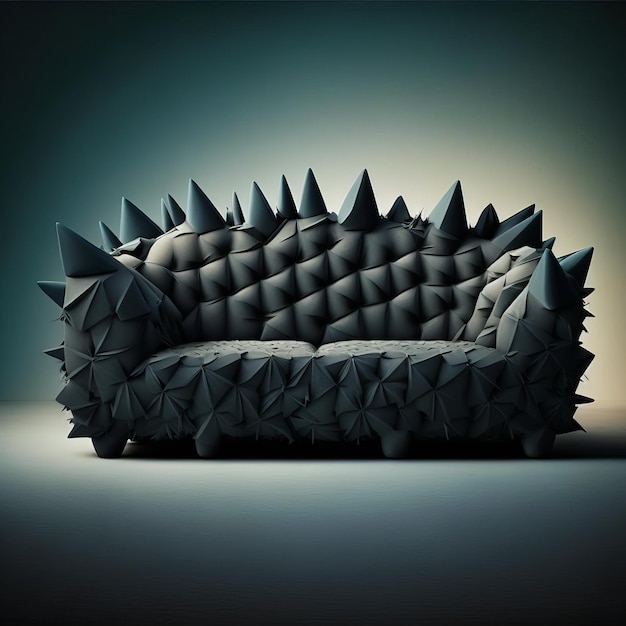 Black couch with spikes on it Generative AI