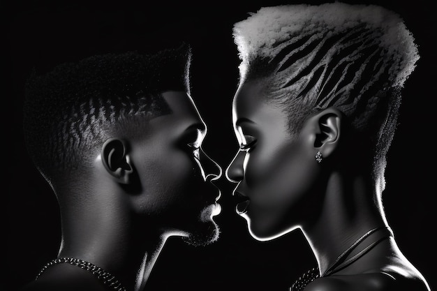 Photo black couple silhouette in a beautiful pose, black lives matter campaign