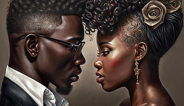 Black couples exemplify the beauty of love and romance creating a powerful bond that overcomes all obstacles and celebrates the richness of black culture Generated by AI