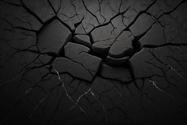 Black cracked cement texture background generative ai