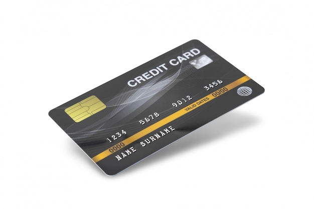 Black Credit Card isolated on white background with clipping path.