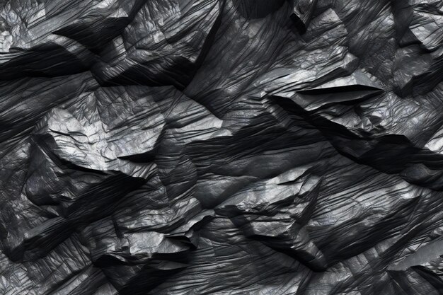 Black crumpled paper background Close up of crumpled paper