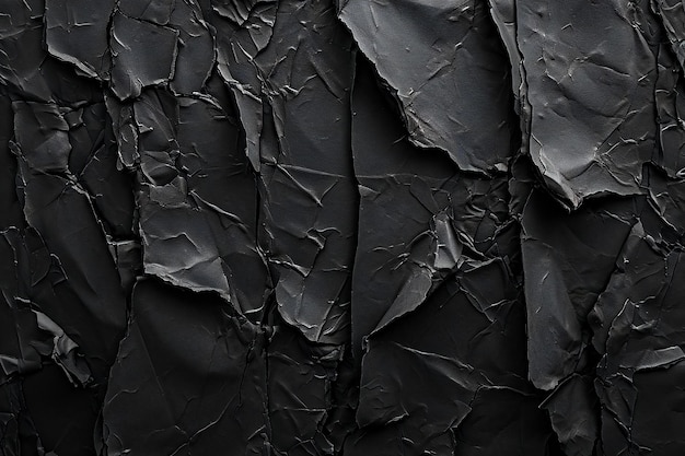 Black crumpled paper texture background Crumpled paper sheet