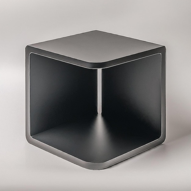 Photo a black cube with a square base and a square box with a square bottom