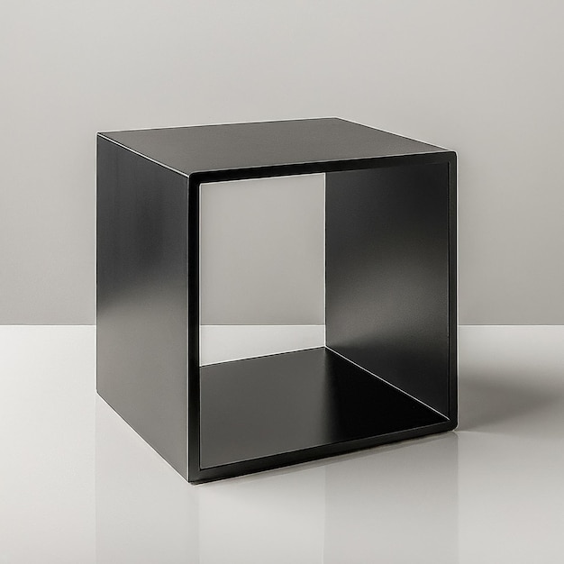 Photo a black cube with a square shape on the bottom