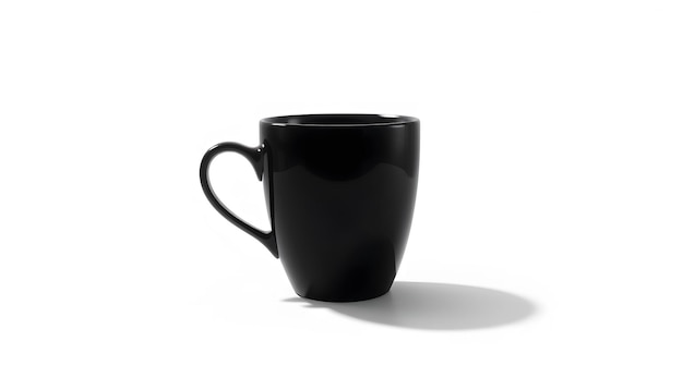 Photo black cup isolated on white isolated with white highlights