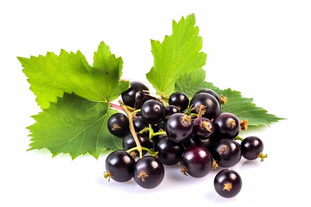 Black currants on a white background