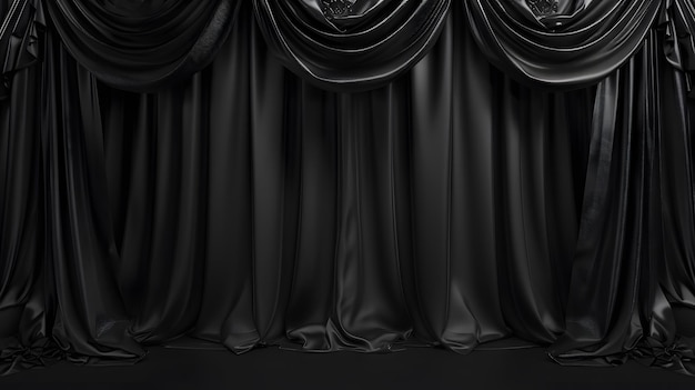 Photo a black curtain with a black background that says  the word  on it