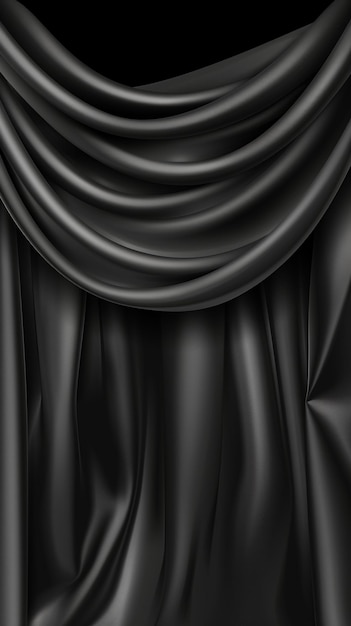 Photo a black curtain with a black background with a white background and a black fabric with the word  on it