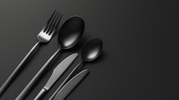 Black Cutlery on Black Background