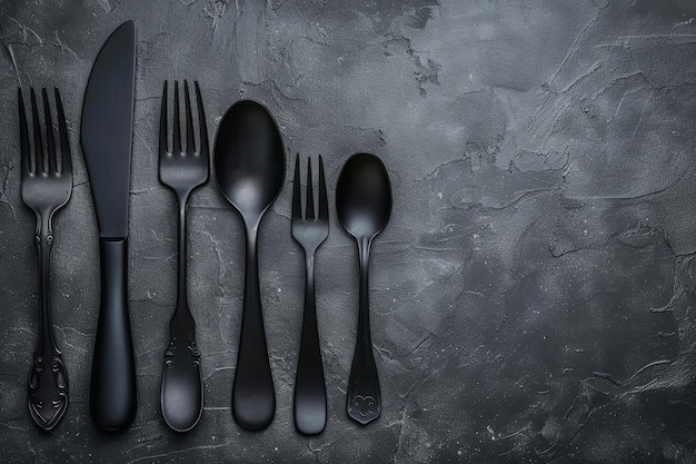 Black Cutlery on a Dark Background