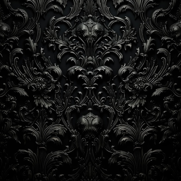 Black damask pattern background