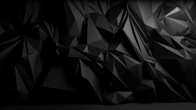 Black dark 3d low poly geometric background generative ai